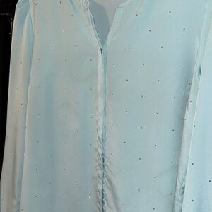 🌿 Liz Claiborne Studded Mint Green Blouse – Long Sleeve XL